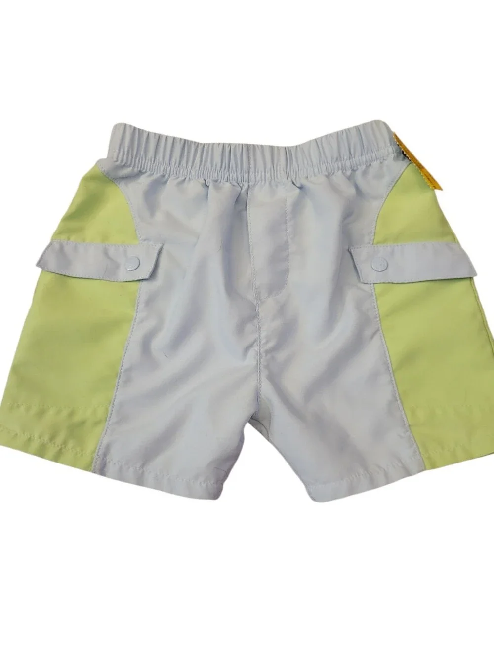 MiniClassix‎ Swim Trunks Light Blue & Lime Cargo Short Pockets Size 3 Months